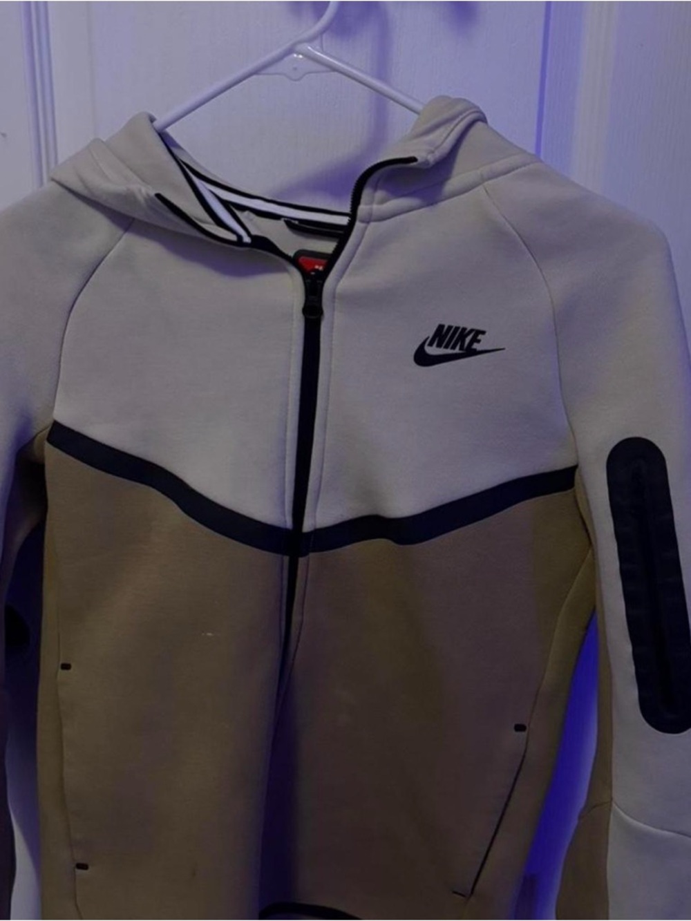 Nike Colorblock Full-Zip Hoodie - Cream & Brown